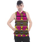 Pink yellow green shapes                                                     Men s Sleeveless Hoodie