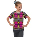 Pink yellow green shapes                                                    Kids  Mesh Piece Tee