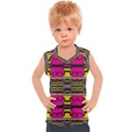 Pink yellow green shapes                                                     Kids  Mesh Tank Top