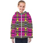 Pink yellow green shapes                                                      Kids  Hooded Puffer Jacket