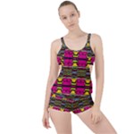 Pink yellow green shapes                                                      Boyleg Tankini Set