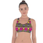 Pink yellow green shapes                                                          Cross String Back Sports Bra