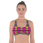 Pink yellow green shapes                                                            Cross Back Sports Bra