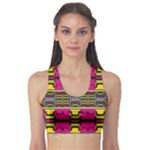 Pink yellow green shapes                                                      Women s Sports Bra