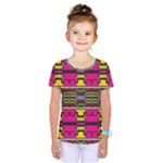 Pink yellow green shapes                                                        Kids  One Piece Tee