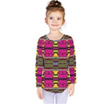 Pink yellow green shapes                                                        Kids  Long Sleeve Tee