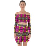 Pink yellow green shapes                                                          Off Shoulder Top with Skirt Set