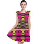 Pink yellow green shapes                                                         Tie Up Tunic Dress