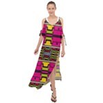 Pink yellow green shapes                                                         Maxi Chiffon Cover Up Dress