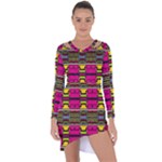 Pink yellow green shapes                                                         Asymmetric Cut-Out Shift Dress