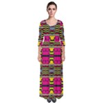 Pink yellow green shapes                                                         Quarter Sleeve Maxi Dress