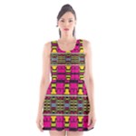 Pink yellow green shapes                                                       Scoop Neck Skater Dress