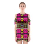 Pink yellow green shapes                                                       Women s Cutout Shoulder Dress