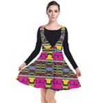 Pink yellow green shapes                                                     Plunge Pinafore Dress