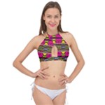 Pink yellow green shapes                                                     Cross Front Halter Bikini Top