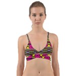 Pink yellow green shapes                                                      Wrap Around Bikini Top