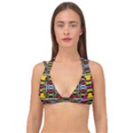 Pink yellow green shapes                                                    Double Strap Halter Bikini Top