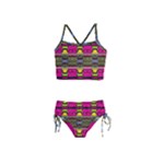 Pink yellow green shapes                                                       Girls  Tankini Swimsuit