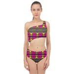 Pink yellow green shapes                                                     Spliced Up Swimsuit