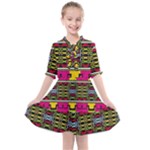 Pink yellow green shapes                                                    Kids  All Frills Chiffon Dress