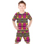 Pink yellow green shapes                                                    Kids  Tee and Shorts Set