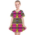 Pink yellow green shapes                                                    Kids  Smock Dress