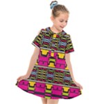 Pink yellow green shapes                                                    Kids  Short Sleeve Shirt Dress