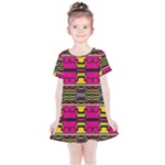 Pink yellow green shapes                                                      Kids  Simple Cotton Dress