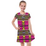 Pink yellow green shapes                                                     Kids  Cross Web Dress