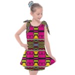 Pink yellow green shapes                                                   Kids  Tie Up Tunic Dress