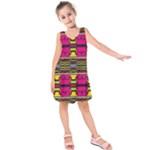 Pink yellow green shapes                                                      Kid s Sleeveless Dress