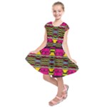 Pink yellow green shapes                                                           Kids  Short Sleeve Dress