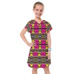 Pink yellow green shapes                                                        Kids  Drop Waist Dress