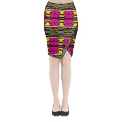 Pink yellow green shapes                                                      Midi Wrap Pencil Skirt from ArtsNow.com