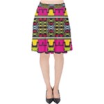 Pink yellow green shapes                                                      Velvet High Waist Skirt