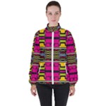 Pink yellow green shapes                                                       High Neck Windbreaker (Women)