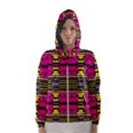 Pink yellow green shapes                                                       Hooded Wind Breaker (Women)