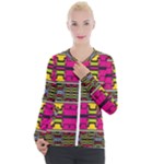 Pink yellow green shapes                                                     Casual Zip Up Jacket