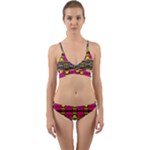 Pink yellow green shapes                                                         Wrap Around Bikini Set