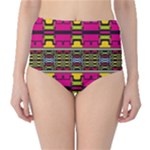 Pink yellow green shapes                                                       High-Waist Bikini Bottoms