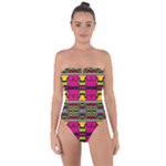 Pink yellow green shapes                                                      Tie Back One Piece Swimsuit