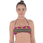 Pink yellow green shapes                                                       Halter Bandeau Bikini Top