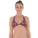 Pink yellow green shapes                                                      Halter Neck Bikini Top