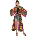 Pink yellow green shapes                                                    Maxi Kimono