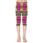 Pink yellow green shapes                                                      Kids  Capri Leggings