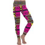 Pink yellow green shapes                                                      Kids  Lightweight Velour Classic Yoga Leggings