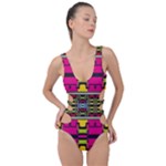 Pink yellow green shapes                                                       Side Cut Out Swimsuit