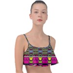 Pink yellow green shapes                                                      Frill Bikini Top