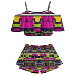 Kids  Off Shoulder Skirt Bikini 