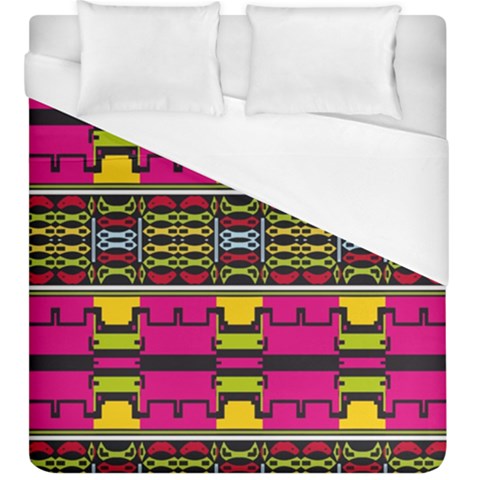 Pink yellow green shapes                                                        Duvet Cover (King Size) from ArtsNow.com